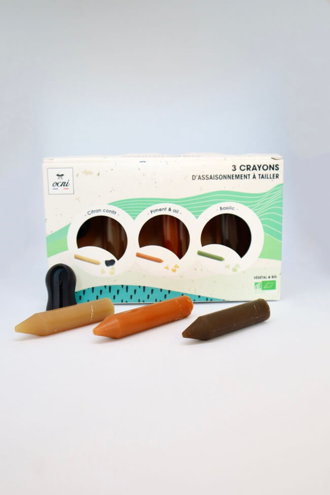 Coffret Découverte 3 Crayons d'assaisonnement – Citron, Basilic, Piment & Ail