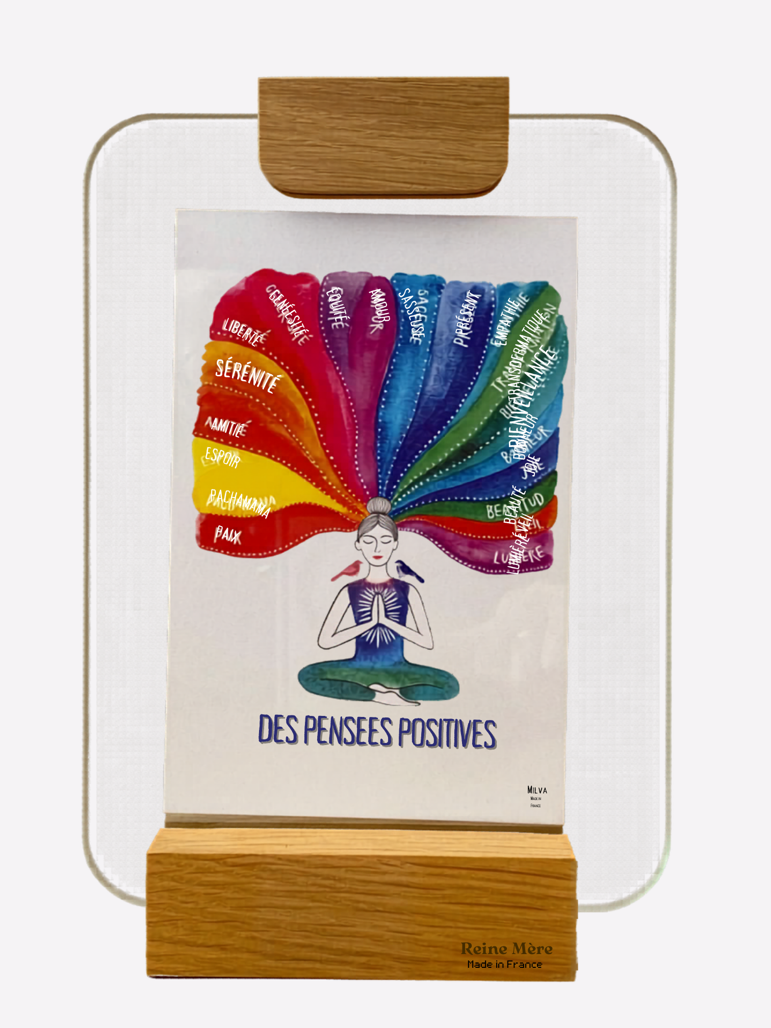 Cadre photo en chêne et verre - pince en chêne