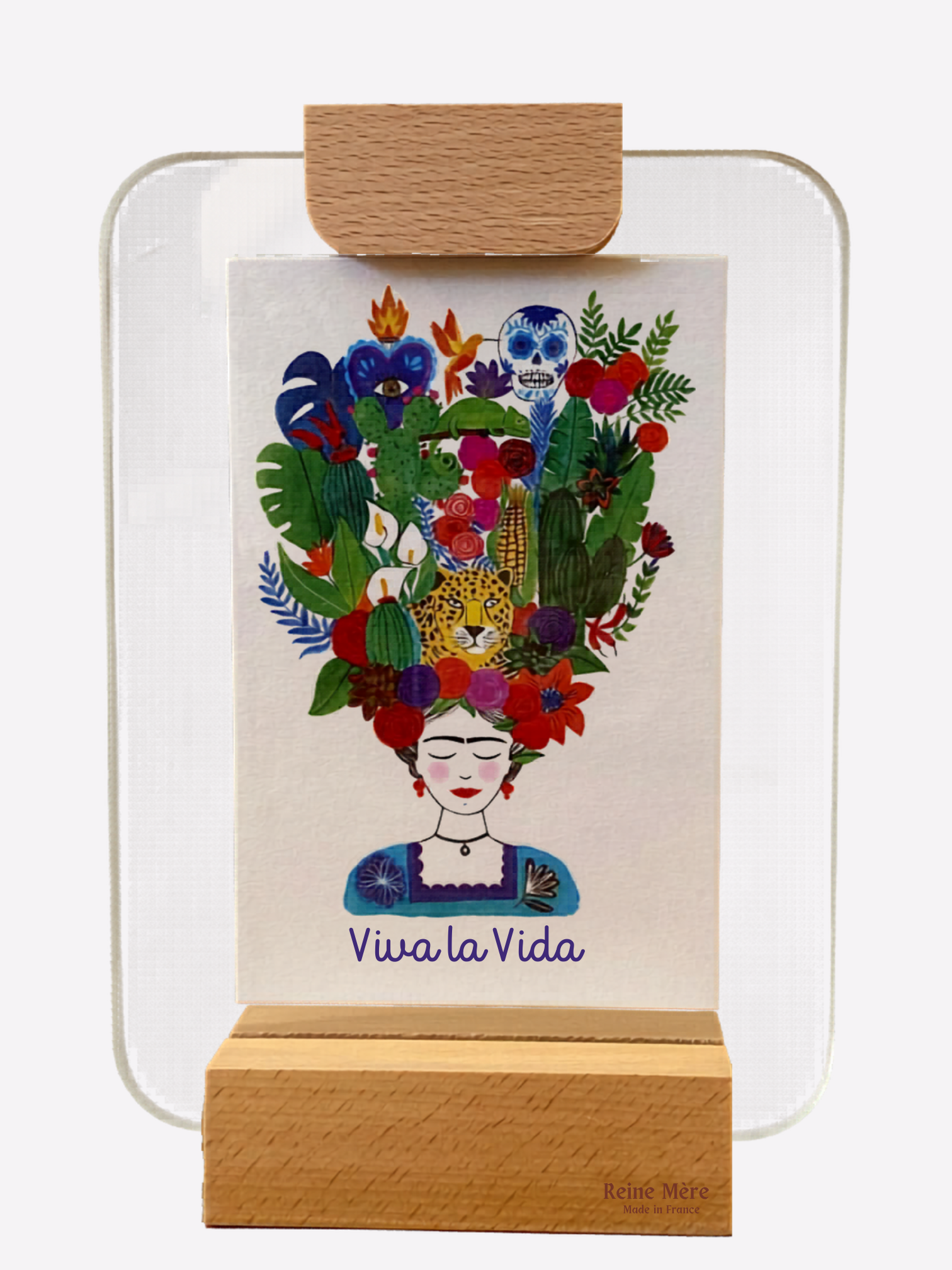 Cadre photo verre et pince en hêtre