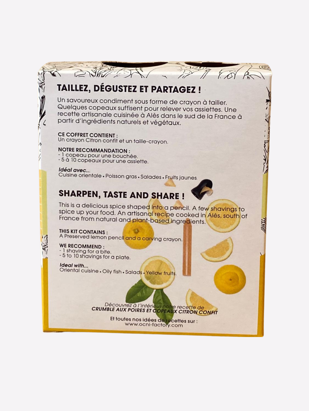 crayon d'assaisonnement à tailler - citron confit - détails