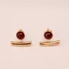 Boucles d'oreilles pierre de grenat - Boucles d'oreilles ariane avec barre - Aura Bijoux