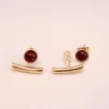 Boucles d'oreilles pierre de grenat - Boucles d'oreilles ariane avec barre - Aura Bijoux