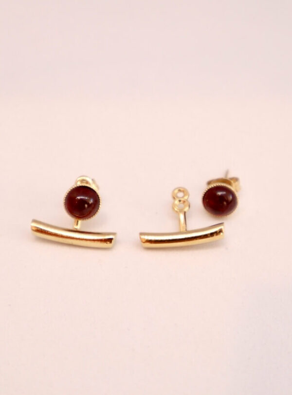 Boucles d'oreilles pierre de grenat - Boucles d'oreilles ariane avec barre - Aura Bijoux