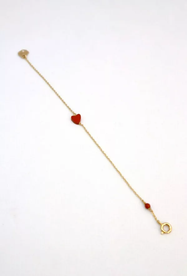 Bracelet coeur rouge Jaspe rouge lithothérapie - Bracelet love jaspe rouge Aura Bijoux