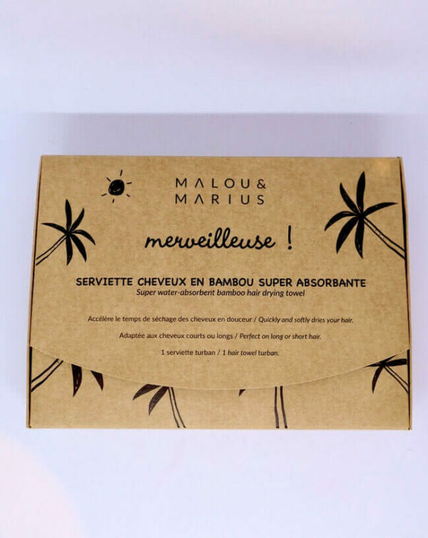 Serviette cheveux bambou super absorbante - Malous & Marius