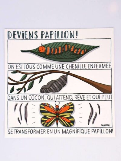 Carte métaphore deviens papillon - Les crayons de Valentine