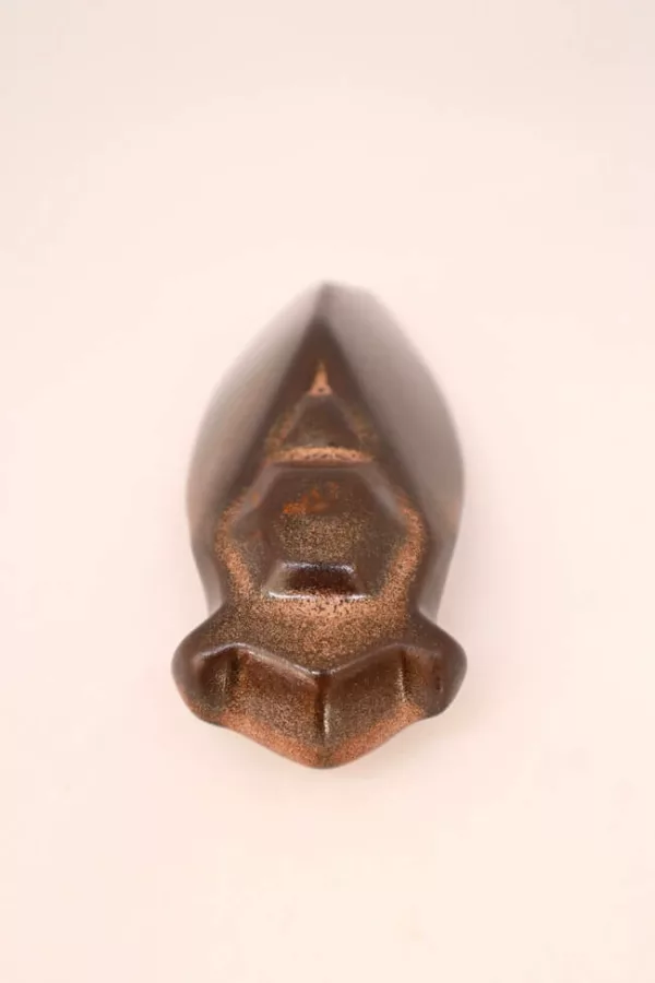 Cigale en faience - Cigale métallisée mordorée vue de face - Louis Sicard