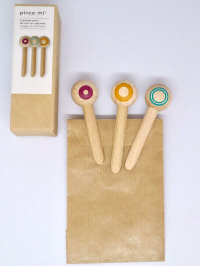 Boite de 3 pinces pour sachets rose, orange et bleu - Tout simplement