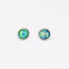 Boucles d'oreilles fille verte et bleu paon - Les minis