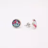 Boucles d'oreilles fille rose et bleu motif attrape-rêves et plume - Les minis