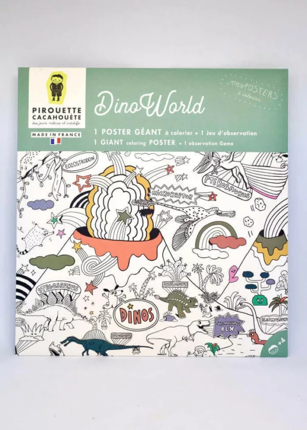 Poster géant à colorier dino world - Pirouette Cacahouète