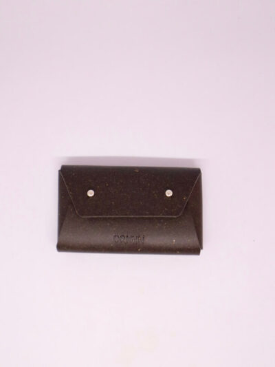Porte-monnaie noir mixte homme femme en cuir recyclé - Maison Origin