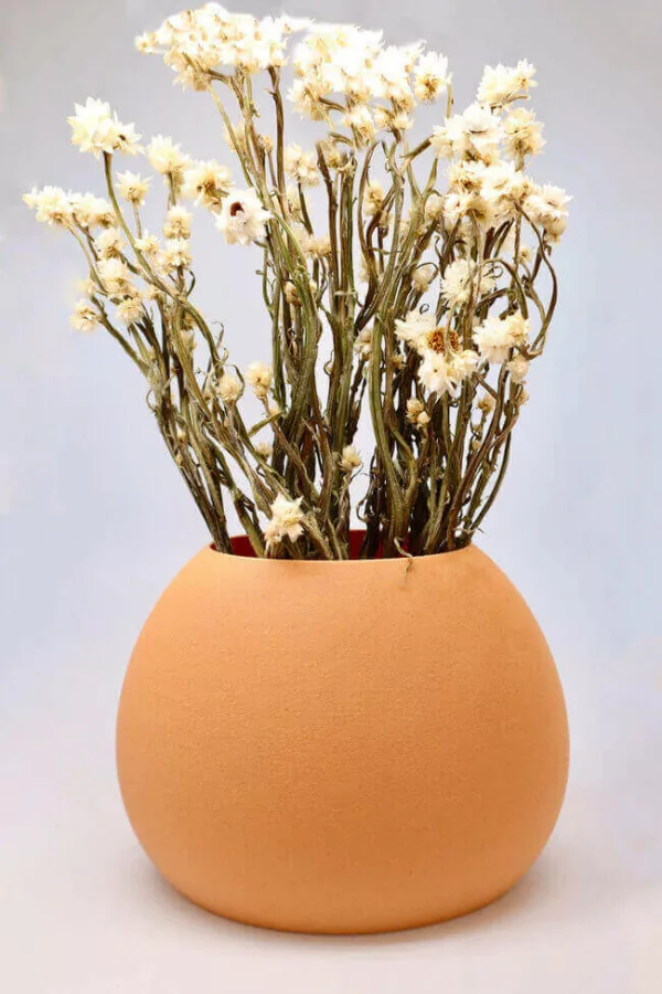 Vase galet terracotta - Vase de décoration naturel ecologique avec fleurs séchées - Copo design