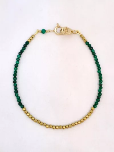 Bracelet avec pierres naturelles de Malachite lithothérapie - Bracelet filigrane Lapis Lazuli Aura Bijoux