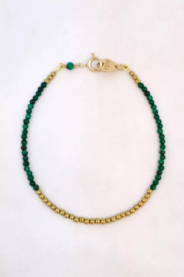 Bracelet avec pierres naturelles de Malachite lithothérapie - Bracelet filigrane Lapis Lazuli Aura Bijoux