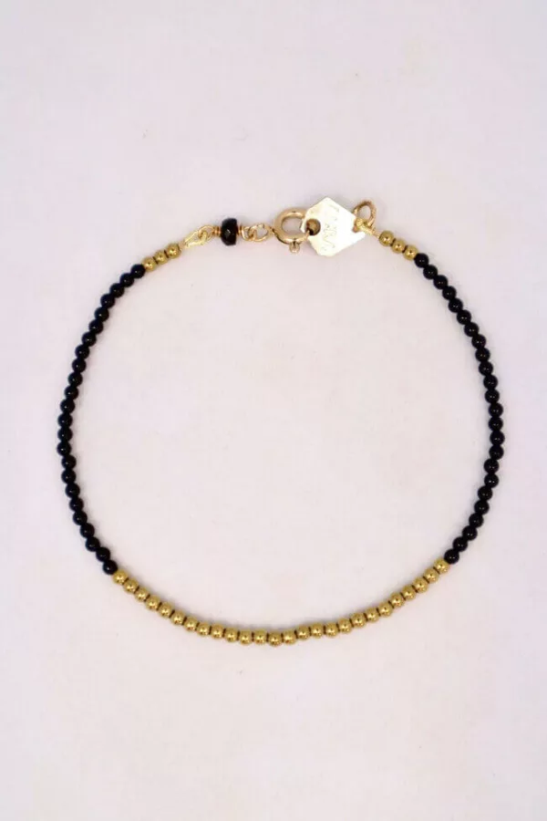 Bracelet avec pierres naturelles Onyx lithothérapie - Bracelet filigrane noir Onyx Aura Bijoux