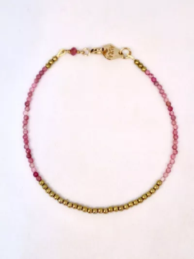 Bracelet avec pierres naturelles de Tourmaline lithothérapie - Bracelet filigrane rose Aura Bijoux