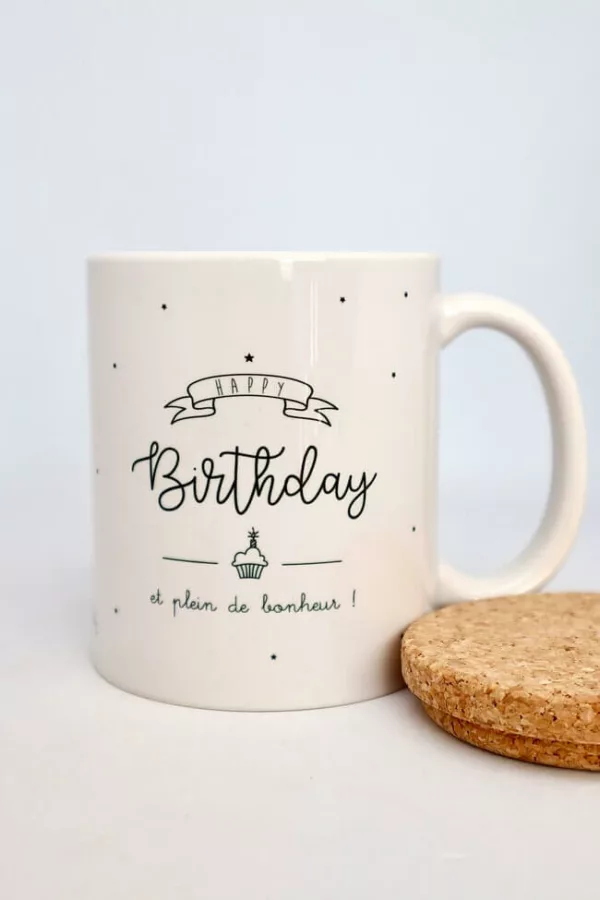 Tasse happy birthday et plein de bonheur - Mug pour anniversaire - Marcel & Lily - Cadeau anniversaire - Idée cadeau pour message d'anniversaire