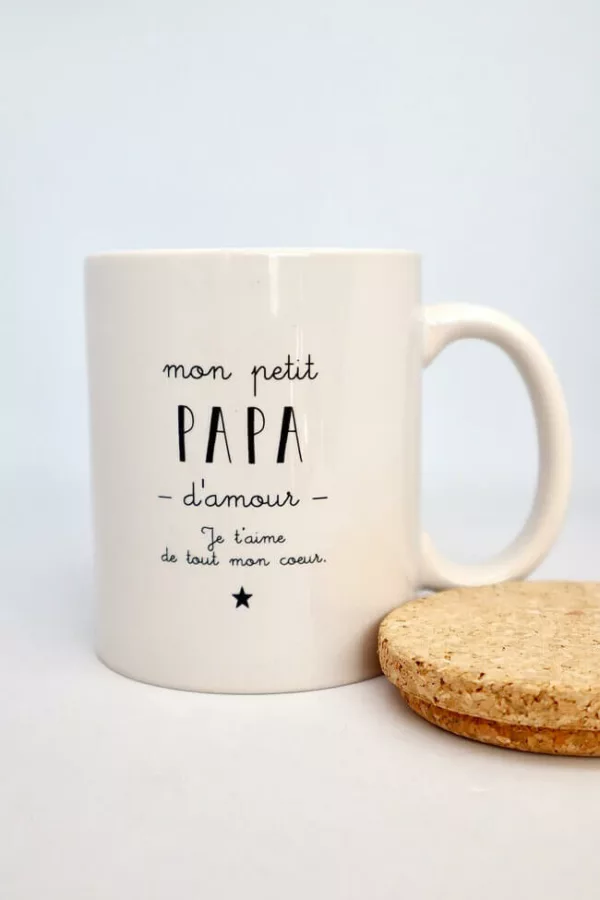Tasse papa d'amour je t'aime - Mug papa sans couvercle - Marcel & Lily - Cadeau papa - Idée cadeau fête des pères