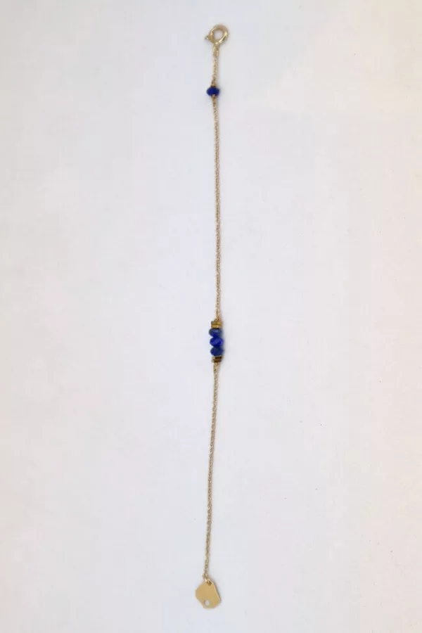 Bracelet avec trois pierres naturelles lapis lazuli lithothérapie - Bracelet Essentiel lapis lazuli Aura Bijoux